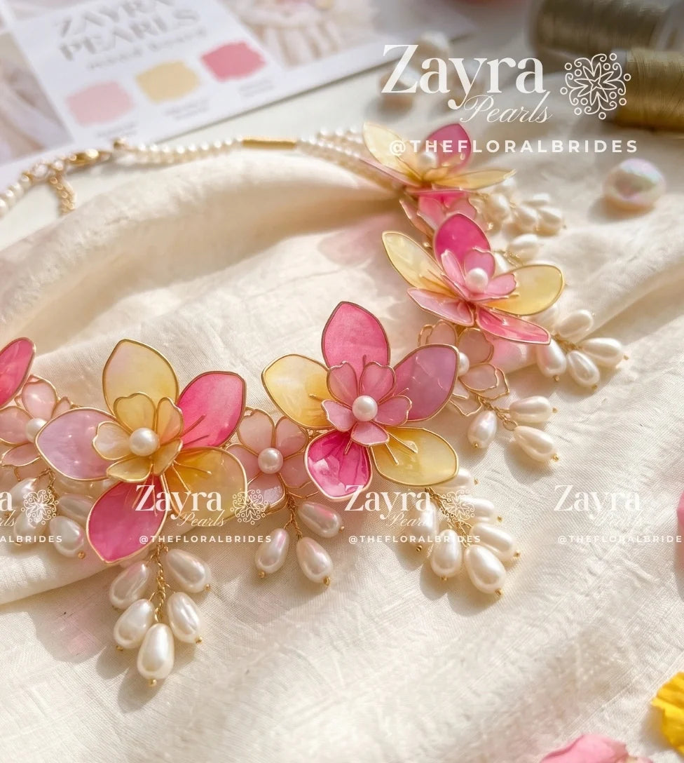ZAYRA PEARLS CARNIVAL SUNSET BLOOM JEWELLERY SET