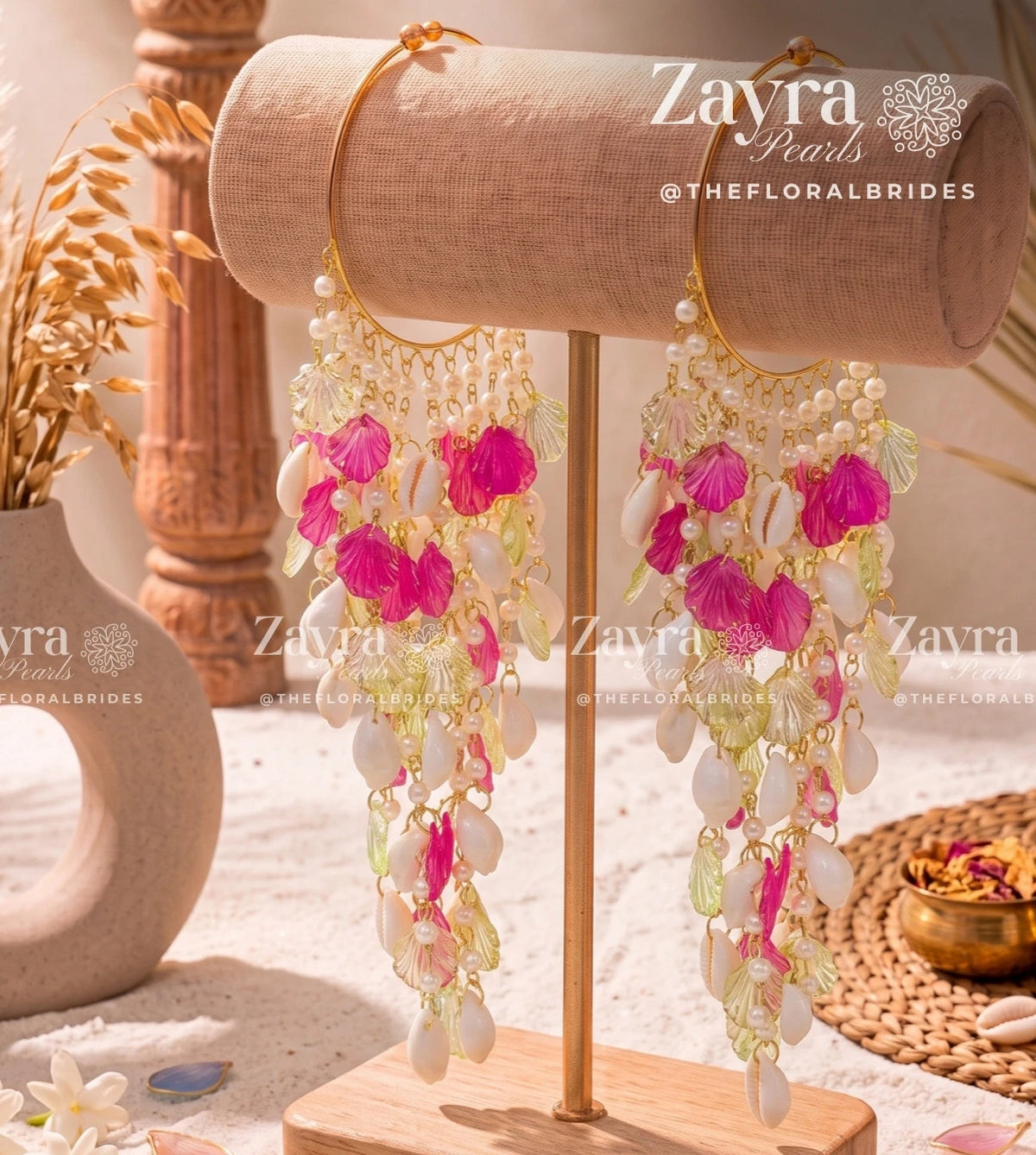 Sweet Pastel Shell Bridal Haldi Mehndi Kalire – Shine Speacials | Zayra Pearls Zayra Pearls | The Floral Brides