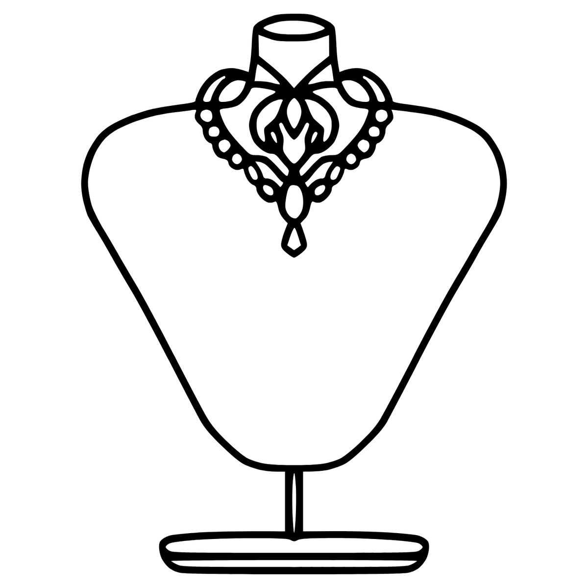 Customisation -zayra pearls Black and white line drawing of a necklace on a mannequin bust